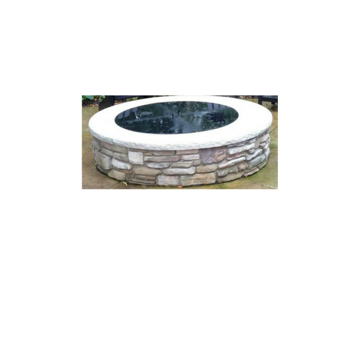 PitTTopper Round Fire Pit Cover Customer Photo Stone Fire Pit